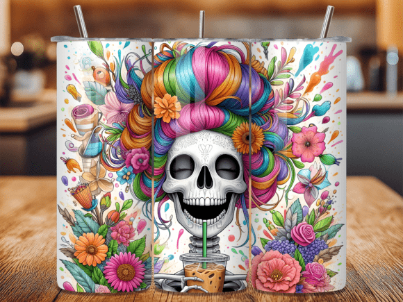 Download Colorful Floral Skull Coffee Tumbler - Coffee tumbler Collection