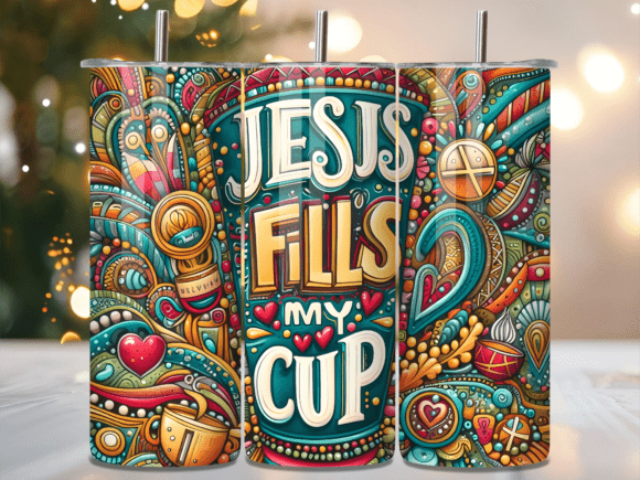 Download Boho Abstract Jesus Coffee Tumbler Wrap - Premium Bundle
